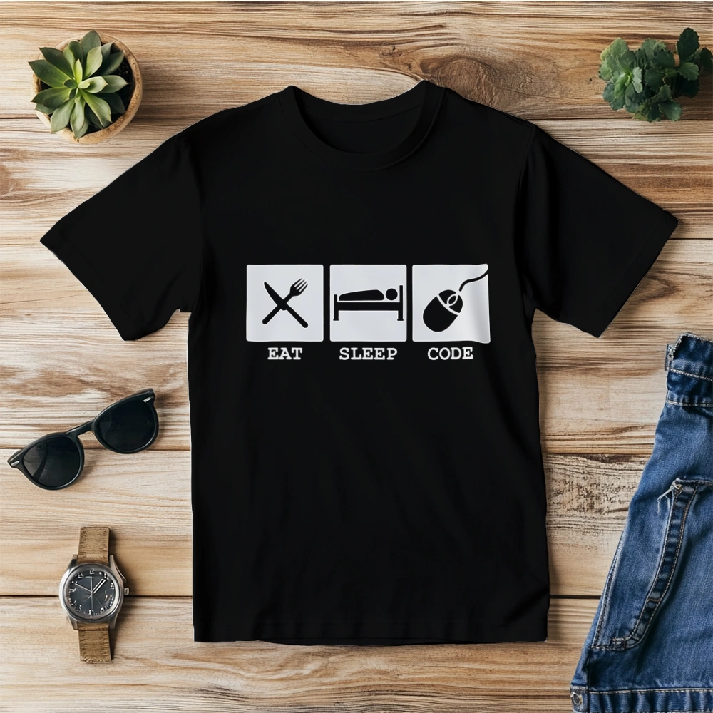 Eat Sleep Code - Męska Koszulka Czarna