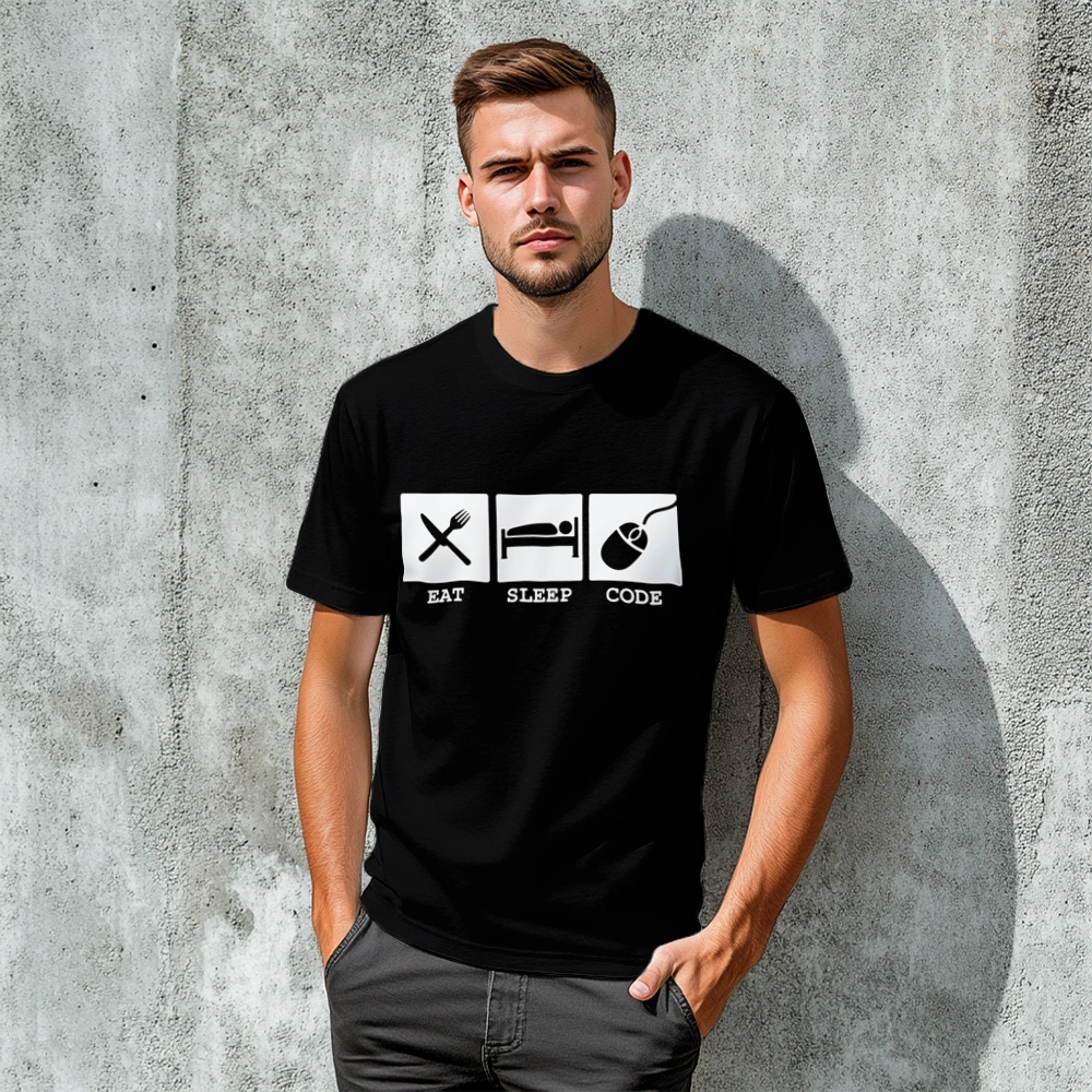 Eat Sleep Code - Męska Koszulka Czarna