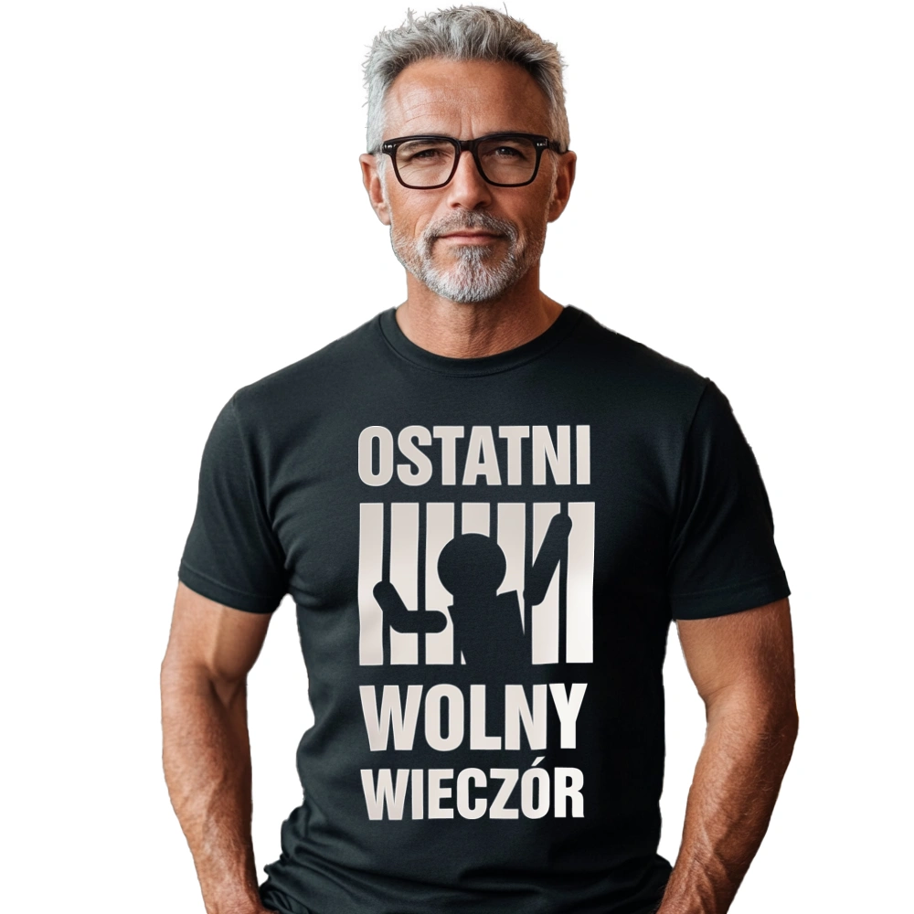 Ostatni wolny wieczór - Wieczór kawalerski - Męska Koszulka Czarna