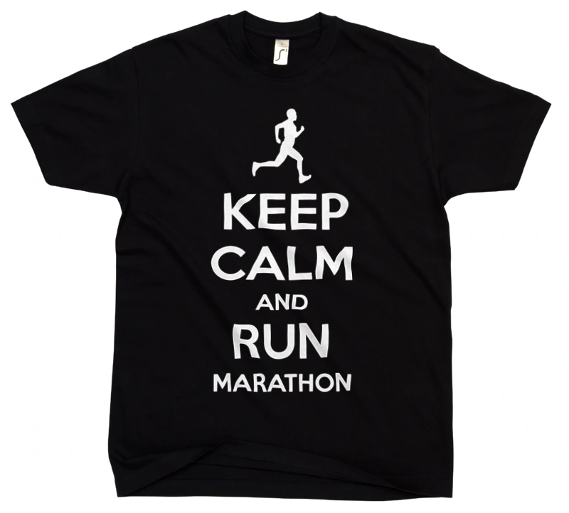 Keep Calm and Run Marathon - Męska Koszulka Czarna