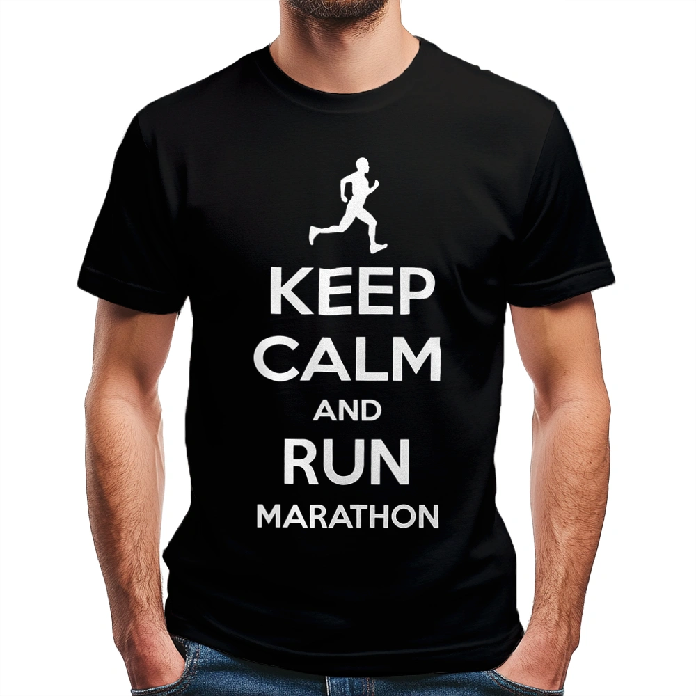 Keep Calm and Run Marathon - Męska Koszulka Czarna