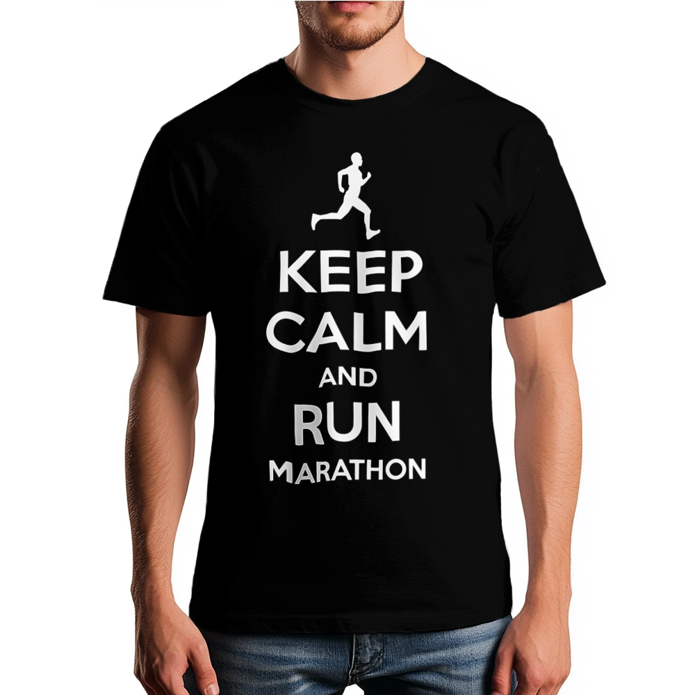 Keep Calm and Run Marathon - Męska Koszulka Czarna