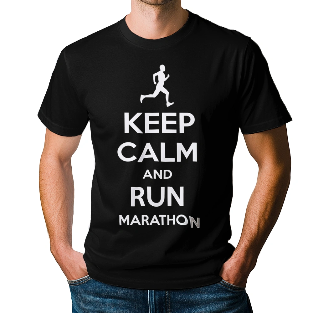 Keep Calm and Run Marathon - Męska Koszulka Czarna