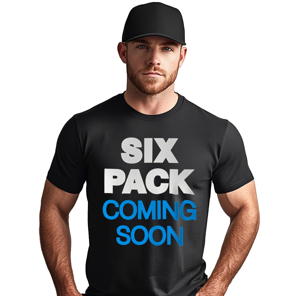 Six Pack Coming Soon - Męska Koszulka Czarna