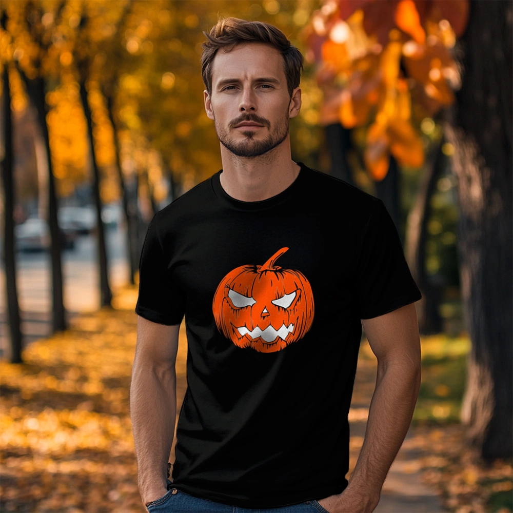 Dynia Halloween - Męska Koszulka Czarna