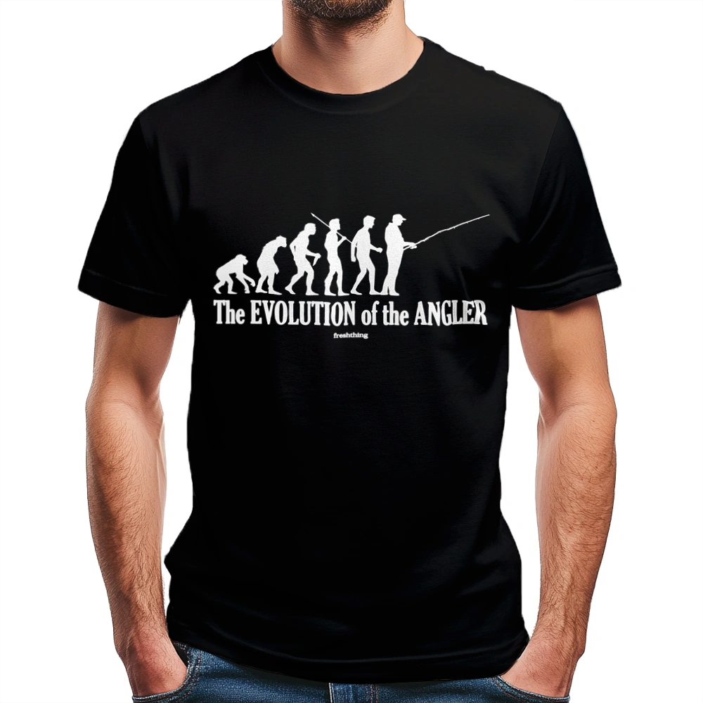 The Evolution Of The Angler - Męska Koszulka Czarna