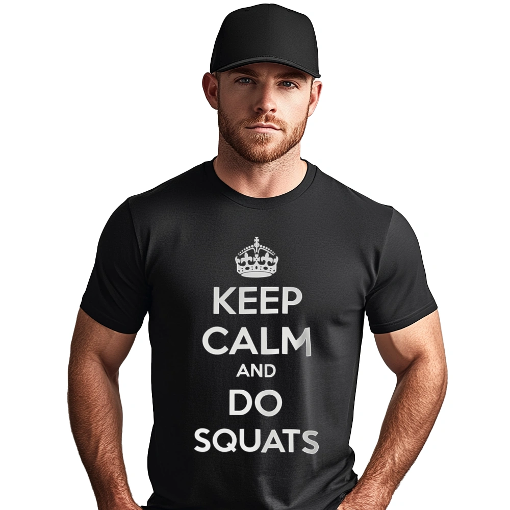 Keep Calm And Do Squats - Męska Koszulka Czarna