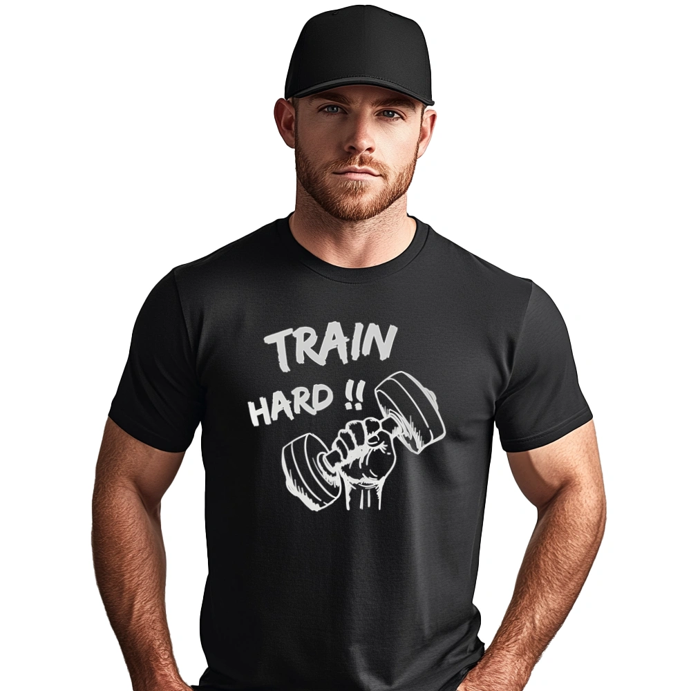 Train Hard - Męska Koszulka Czarna