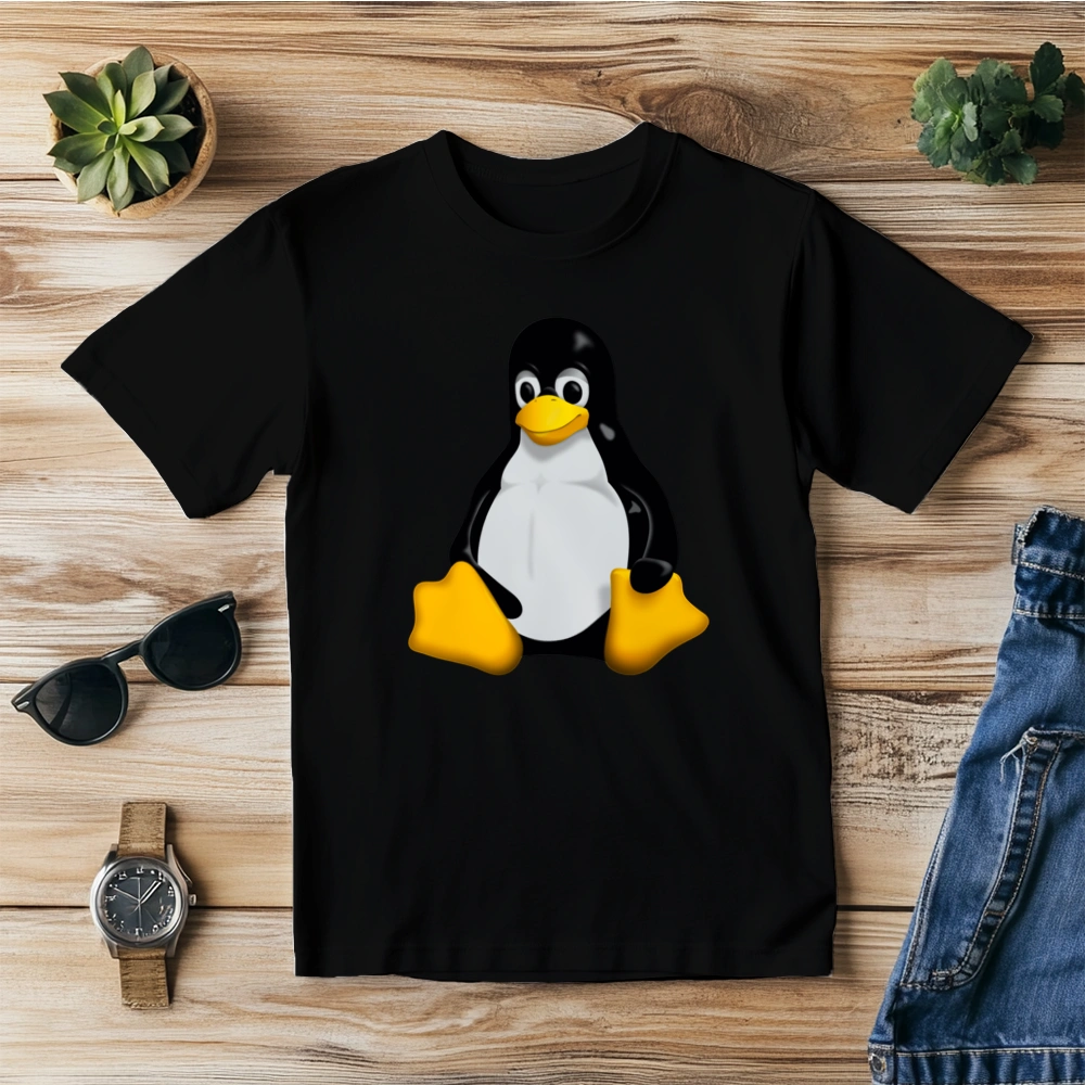 Tux Pingwin - Męska Koszulka Czarna