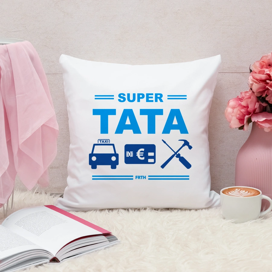 Super Tata Piktogramy - Poduszka Biała