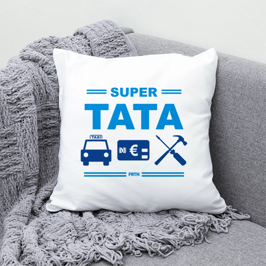 Super Tata Piktogramy - Poduszka Biała