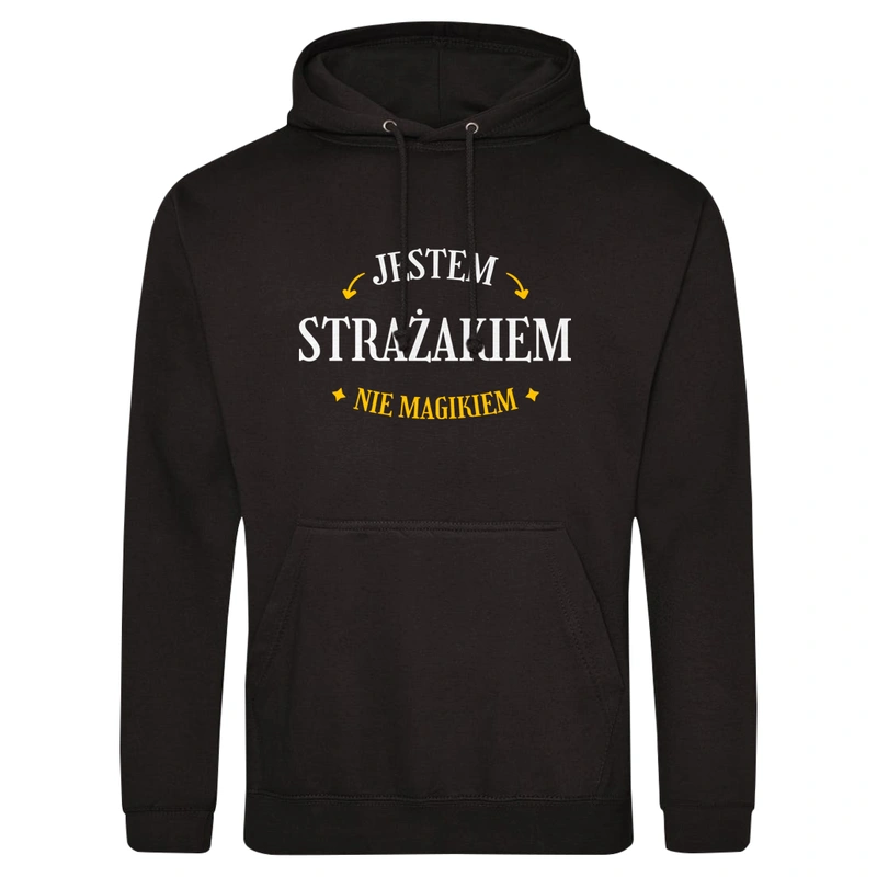 Jestem Strażakiem Nie Magikiem - Męska Bluza z kapturem Czarna