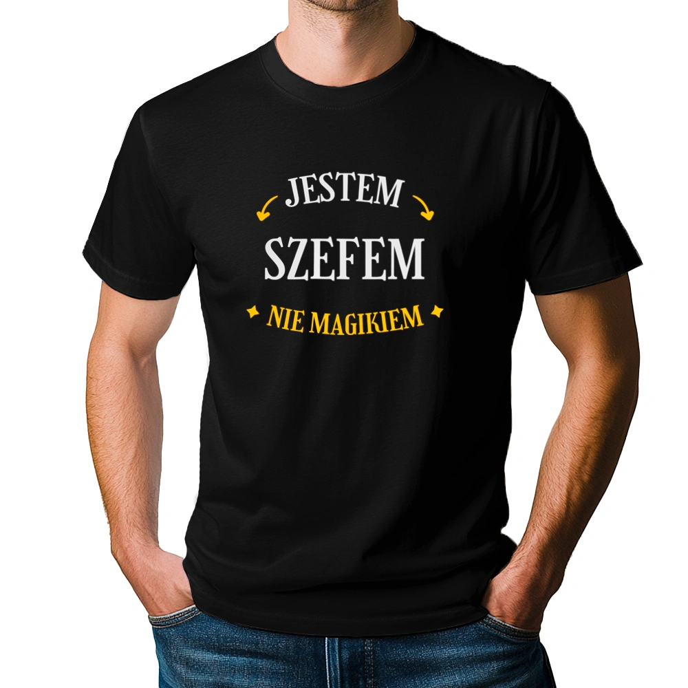 Jestem Szefem Nie Magikiem - Męska Koszulka Czarna