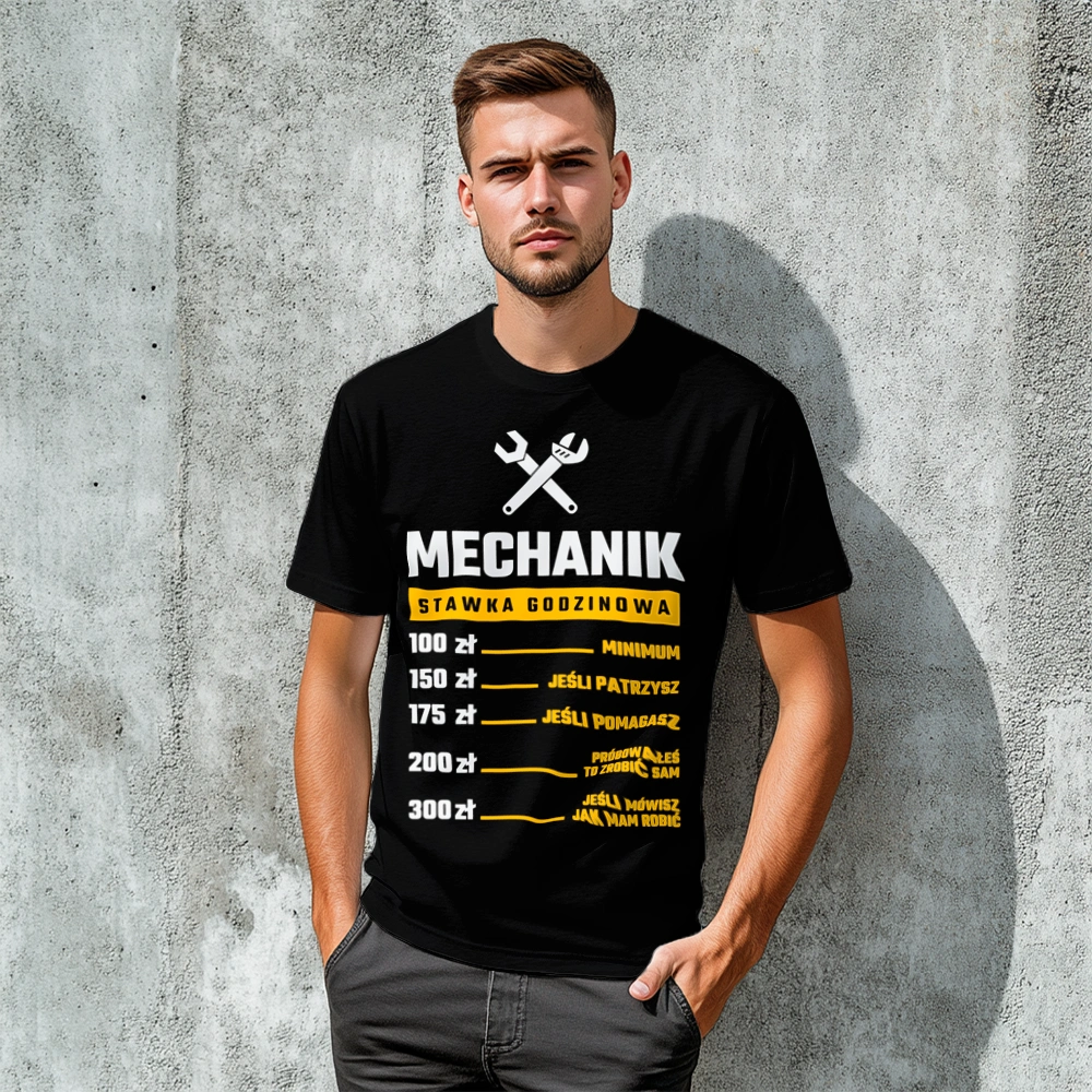 Stawka Godzinowa Mechanik - Męska Koszulka Czarna