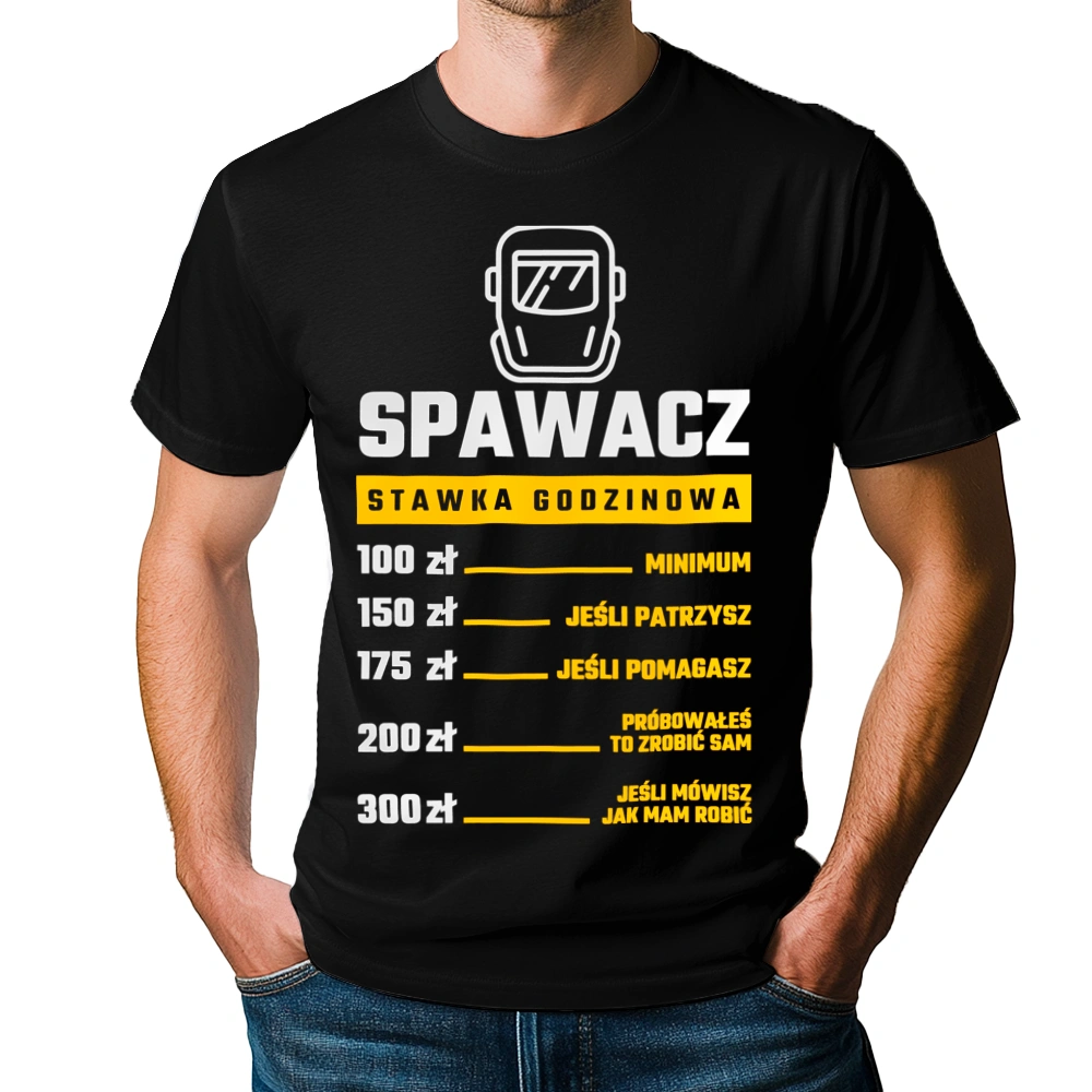 Stawka Godzinowa Spawacz - Męska Koszulka Czarna