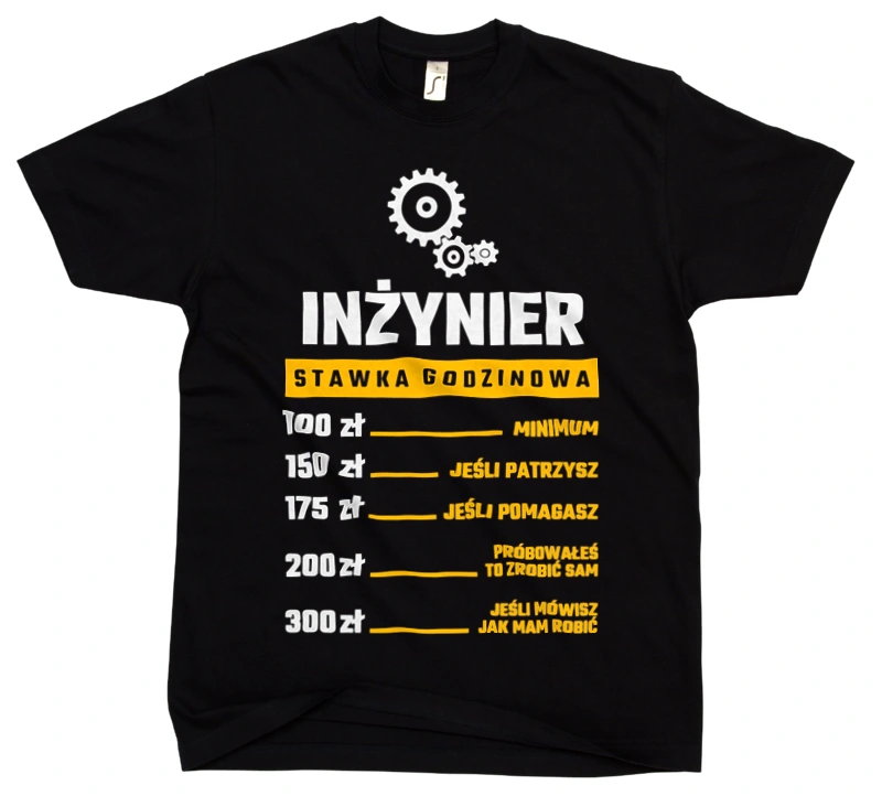Stawka Godzinowa Inżynier - Męska Koszulka Czarna