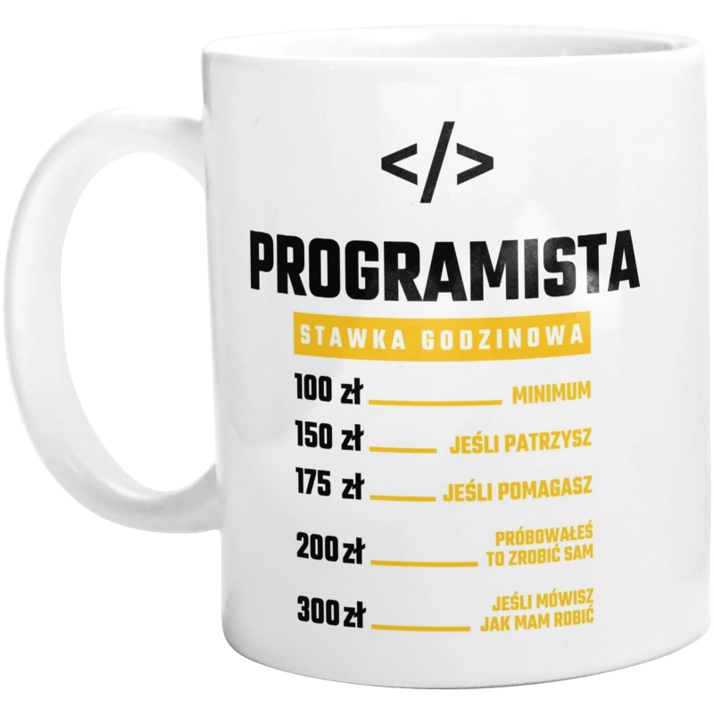 Stawka Godzinowa Programista - Kubek Biały