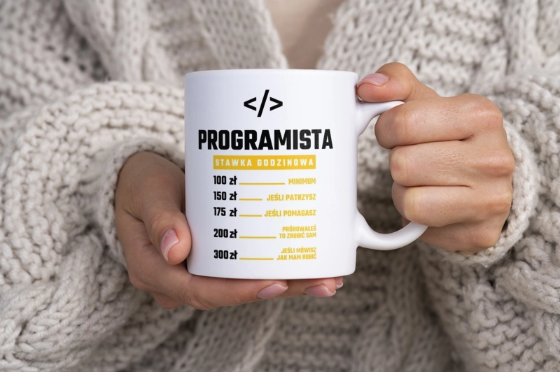 Stawka Godzinowa Programista - Kubek Biały