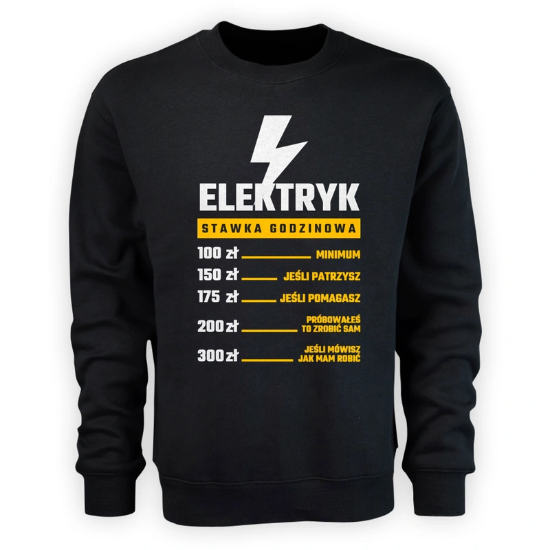 Stawka Godzinowa Elektryk - Męska Bluza Czarna