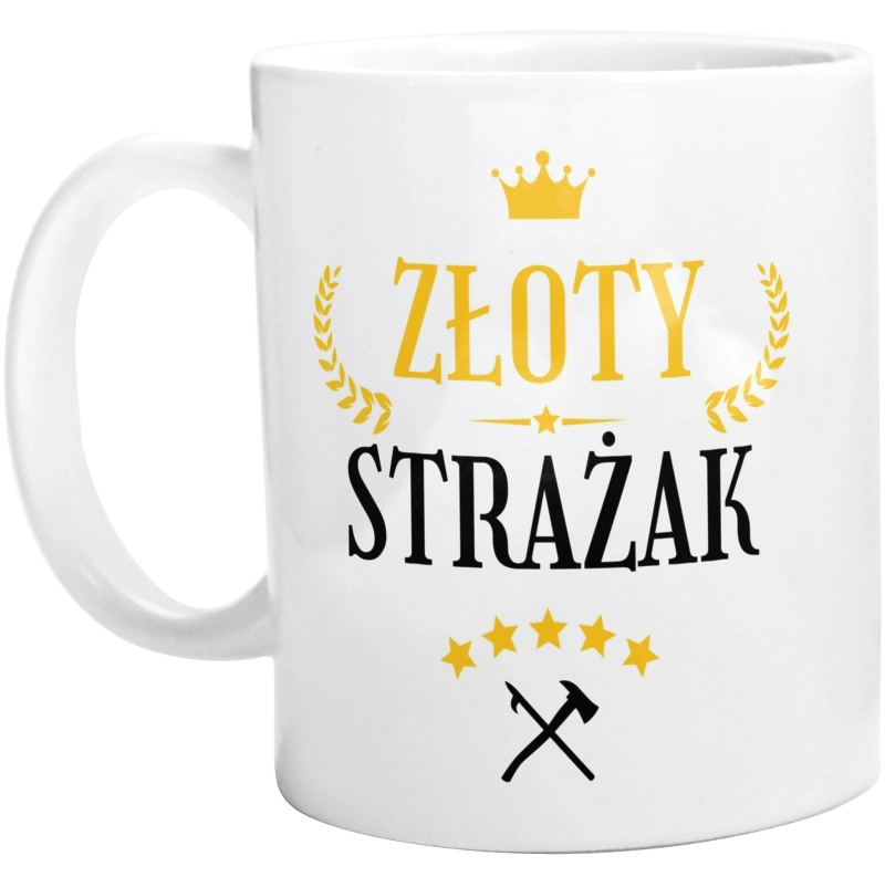 Złoty strażak - Kubek Biały