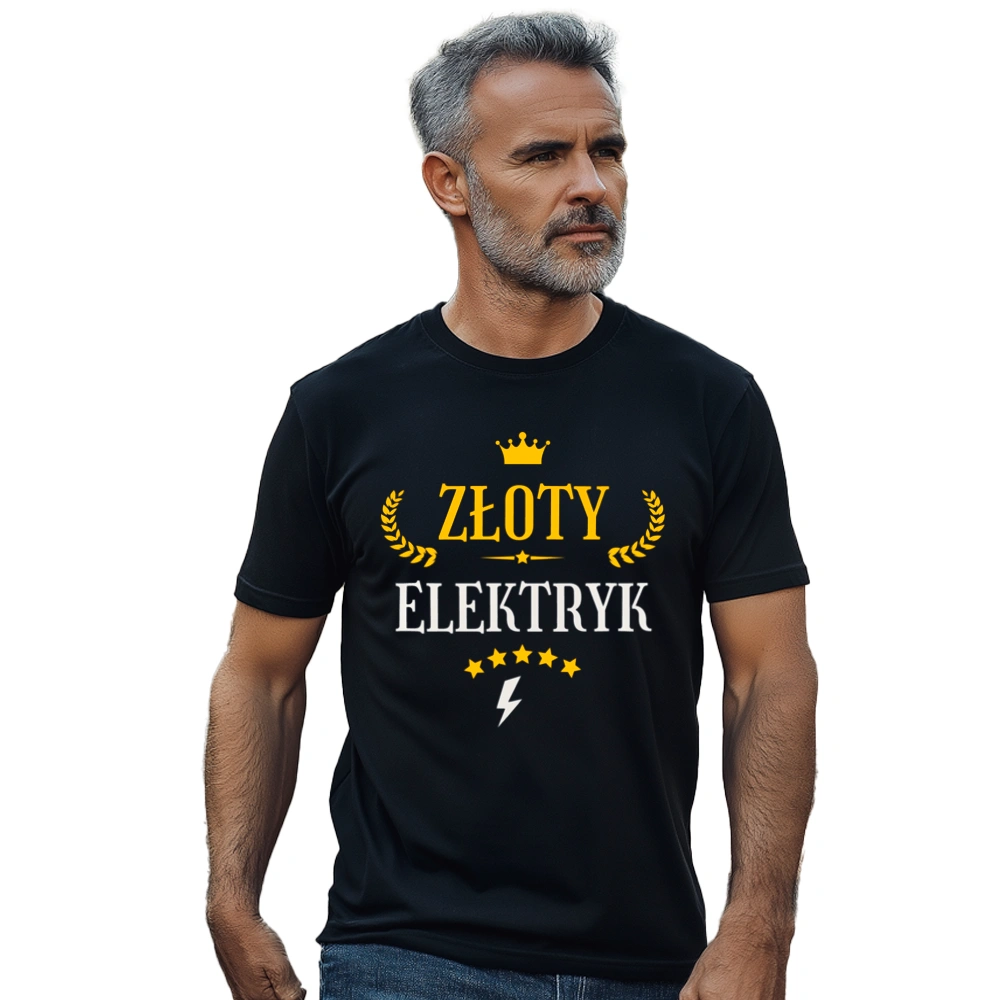 Złoty Elektryk - Męska Koszulka Czarna