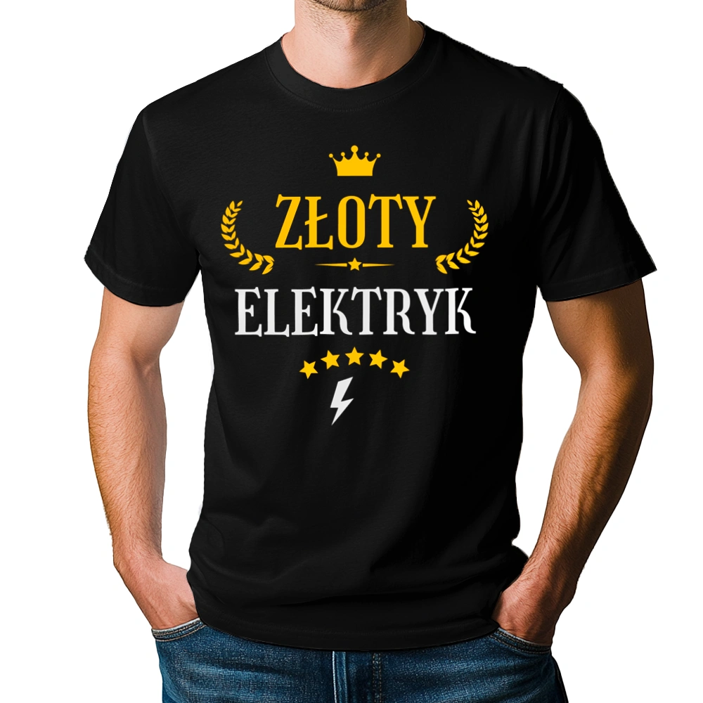 Złoty Elektryk - Męska Koszulka Czarna