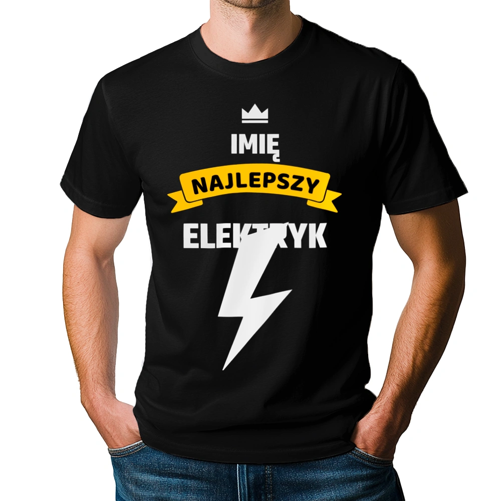 Najlepszy Elektryk - Twoje Imię - Męska Koszulka Czarna