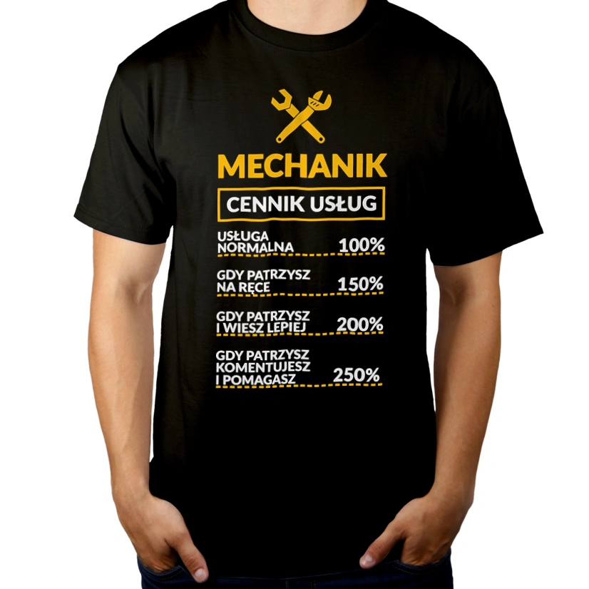 Mechanik - Cennik Usług - Męska Koszulka Czarna