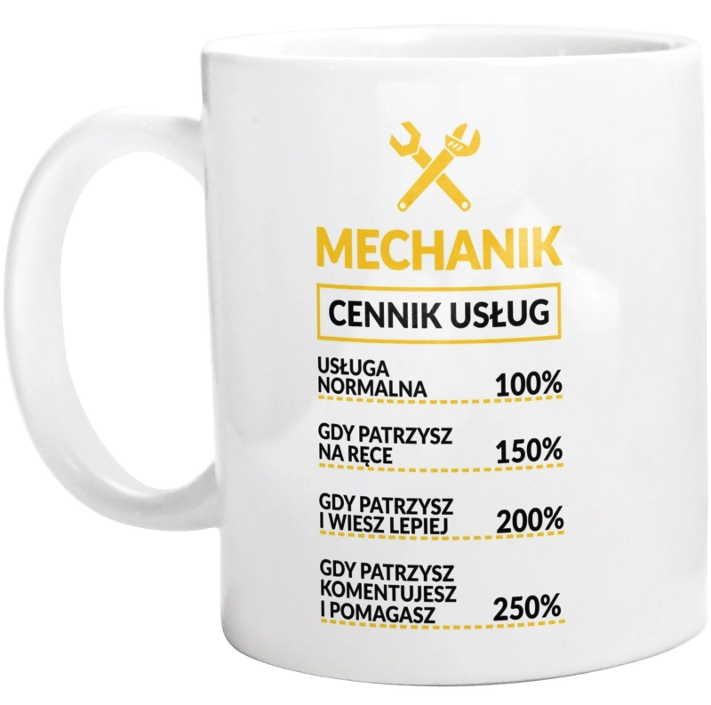 Mechanik - Cennik Usług - Kubek Biały