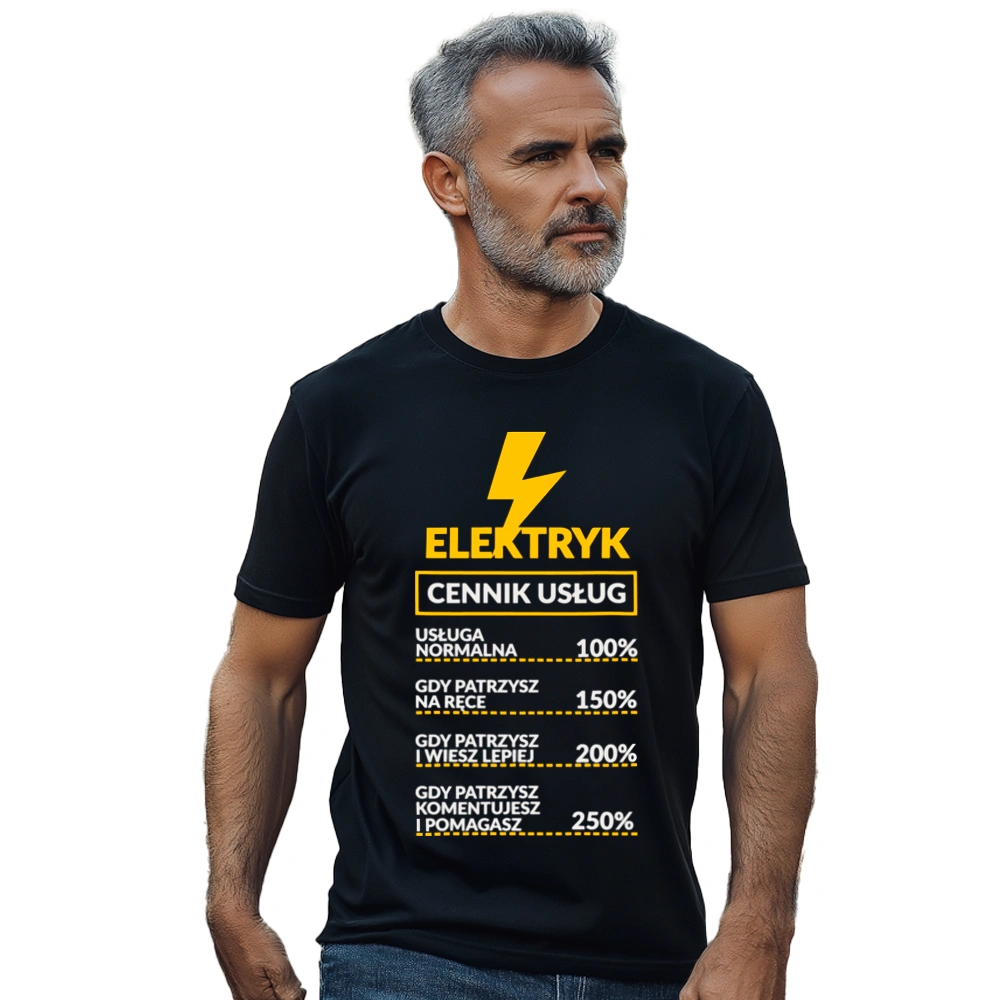 Elektryk - Cennik Usług - Męska Koszulka Czarna