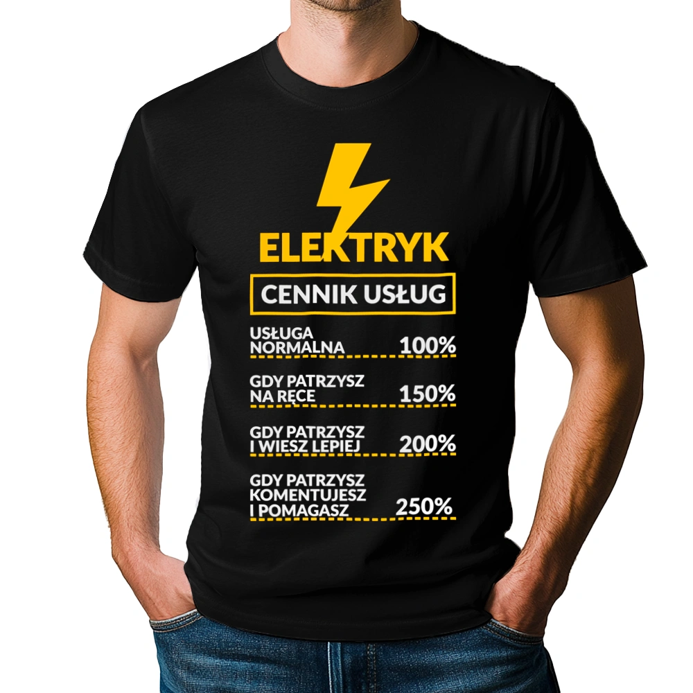 Elektryk - Cennik Usług - Męska Koszulka Czarna