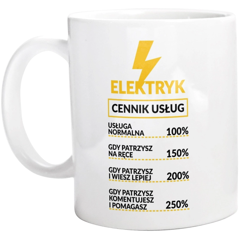 Elektryk - Cennik Usług - Kubek Biały