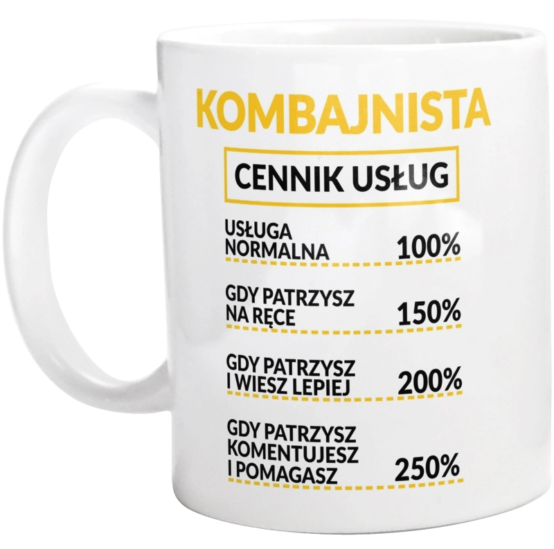 Kombajnista - Cennik Usług - Kubek Biały