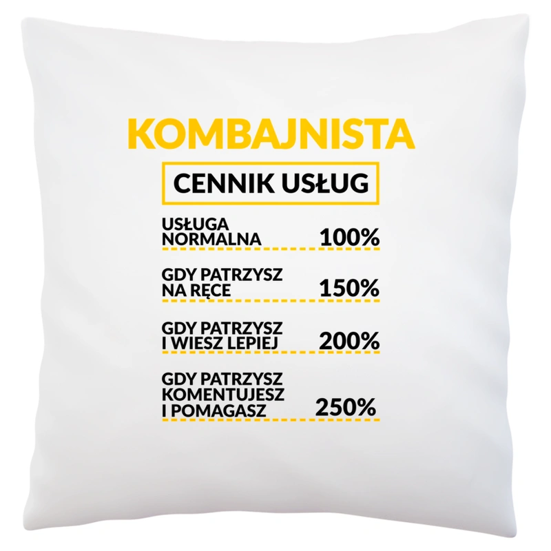 Kombajnista - Cennik Usług - Poduszka Biała