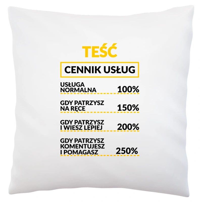 Teść - Cennik Usług - Poduszka Biała