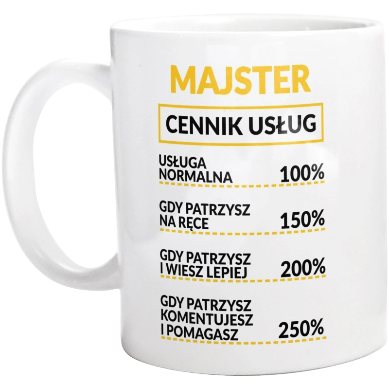 Majster - Cennik Usług - Kubek Biały