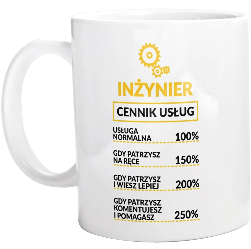 Inżynier - Cennik Usług - Kubek Biały