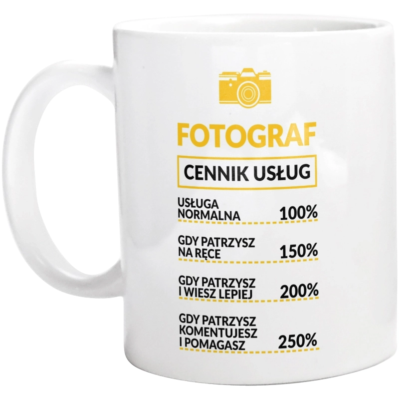 Fotograf - Cennik Usług - Kubek Biały