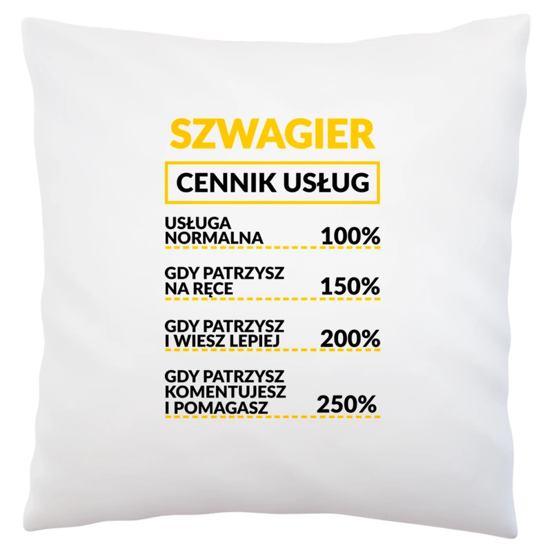 Szwagier - Cennik Usług - Poduszka Biała