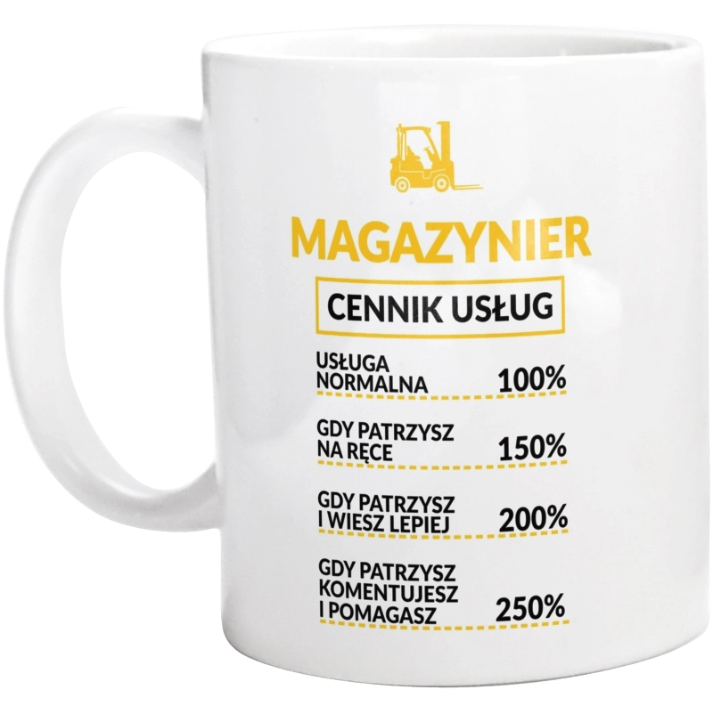 Magazynier - Cennik Usług - Kubek Biały