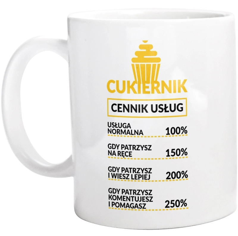 Cukiernik - Cennik Usług - Kubek Biały