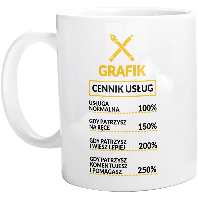 Grafik - Cennik Usług - Kubek Biały