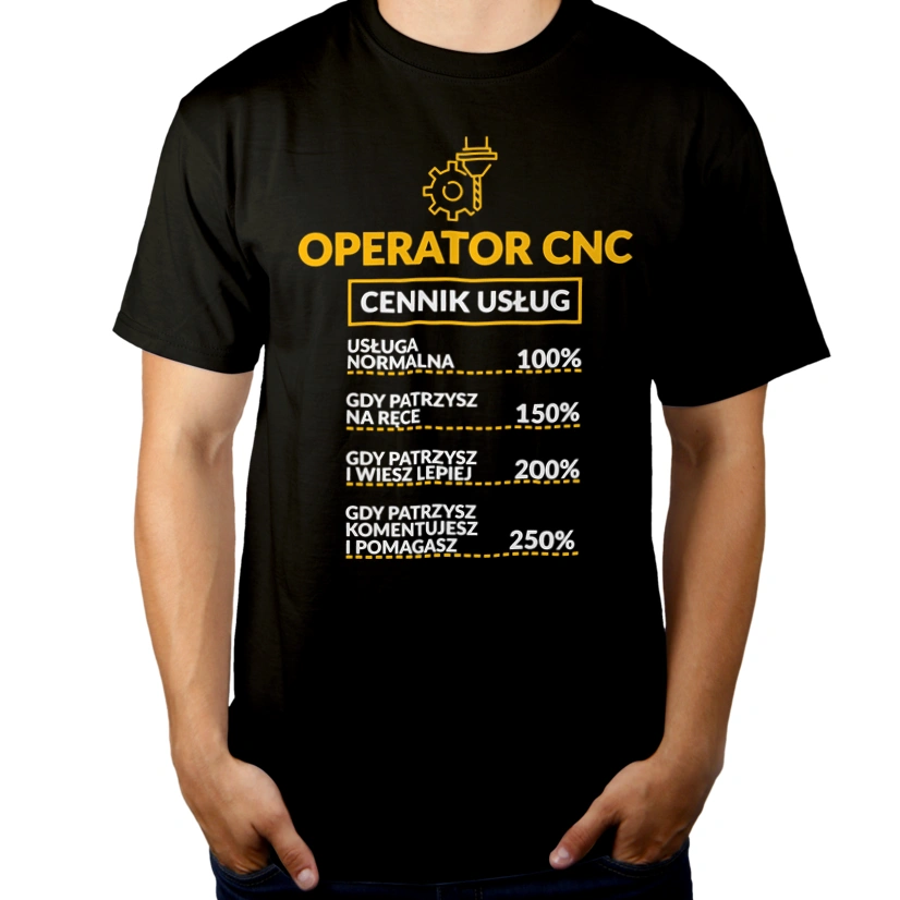 Operator Cnc - Cennik Usług - Męska Koszulka Czarna