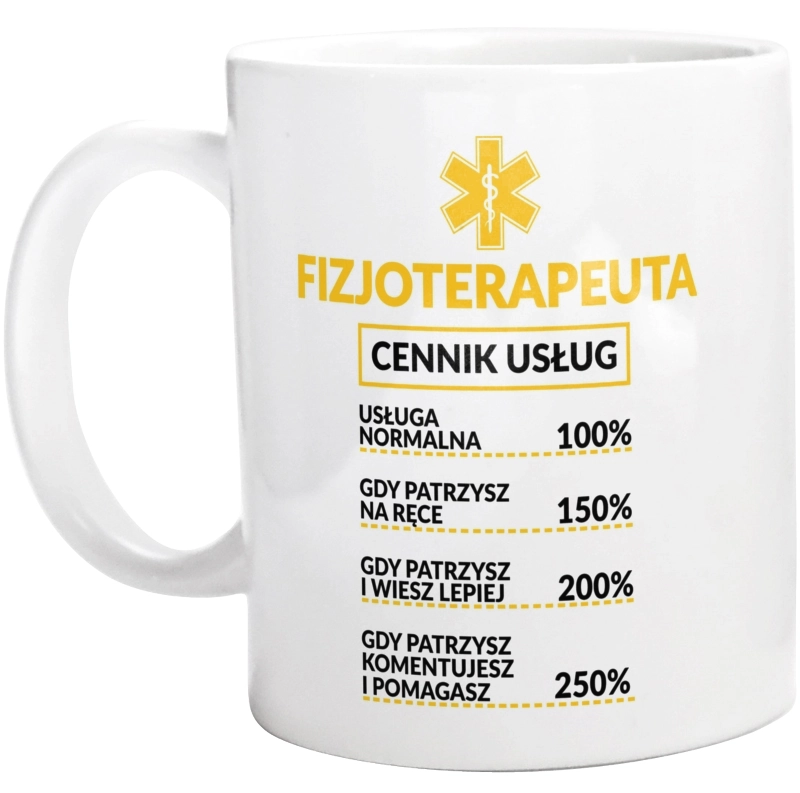 Fizjoterapeuta - Cennik Usług - Kubek Biały