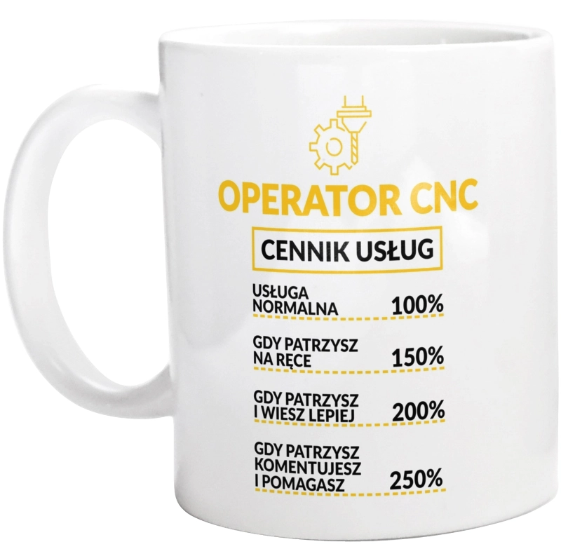 Operator Cnc - Cennik Usług - Kubek Biały