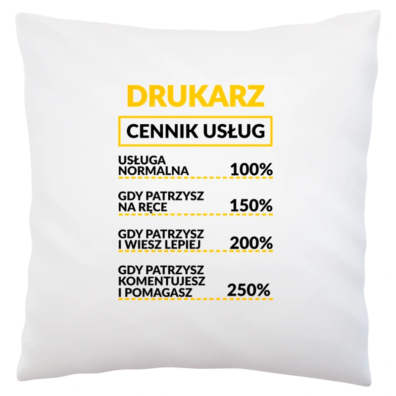 Drukarz - Cennik Usług - Poduszka Biała