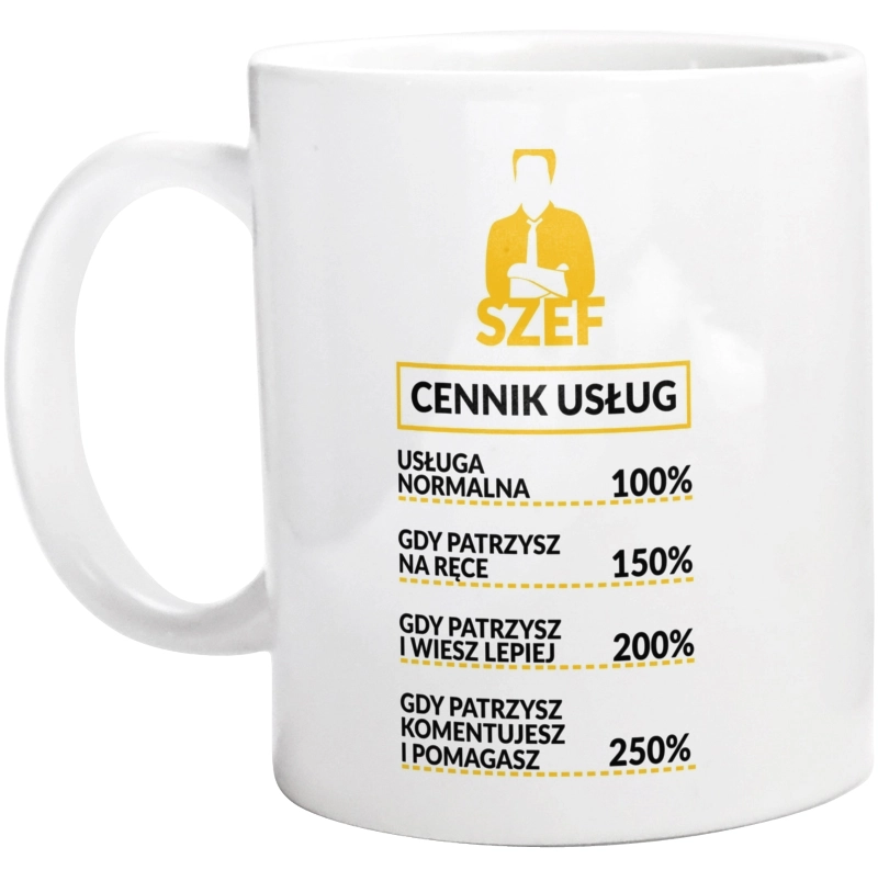 Szef - Cennik Usług - Kubek Biały