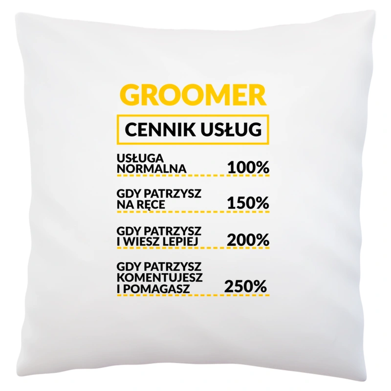 Groomer - Cennik Usług - Poduszka Biała