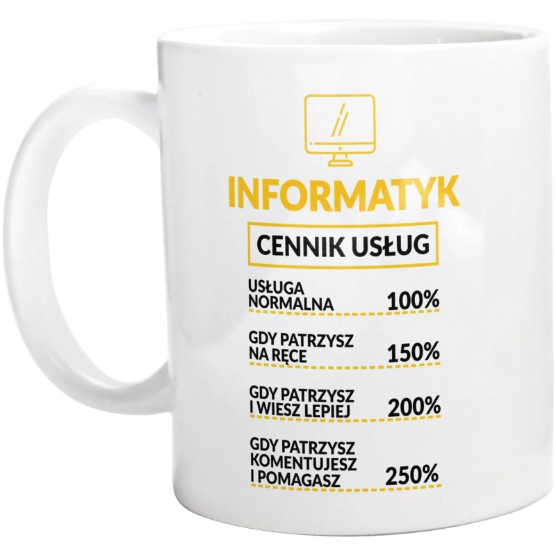 Informatyk - Cennik Usług - Kubek Biały