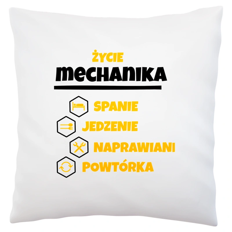 Mechanik - Spanie Jedzenie - Poduszka Biała